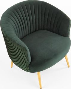 Halmar Fotel CROWN ciemno zielony velvet na złotych nóżkach HALMAR 7