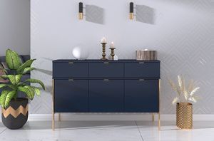 Skandica Komoda POLKA granatowa z szafkami w stylu glamour Skandica 2
