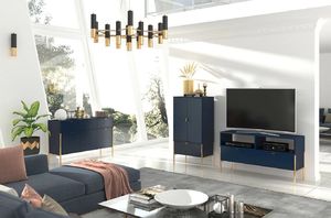 Skandica Komoda POLKA granatowa z szafkami w stylu glamour Skandica 7