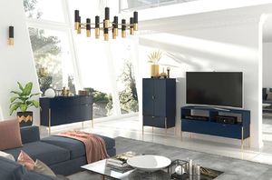 Skandica Komoda POLKA granatowa wysoka z szufladą 7