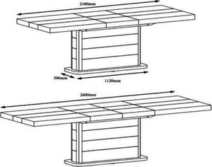 Hubertus Stół PIANOSA biały/czarny połysk rozkładany do jadalni i salonu HUBERTUS 2