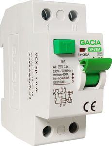 GACIA 25A 2P 30mA 6kA typ AC Wyłącznik różnicowoprądowy AC SR6HM 2P 25A 30mA GACIA 9995 1