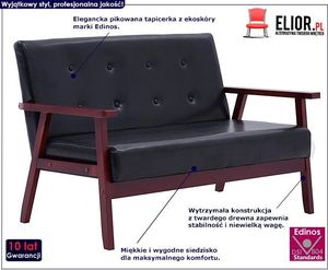 Elior 2-osobowa czarna sofa retro - Vita 2X 2
