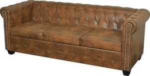 Elior 3-osobowa brązowa sofa w stylu Chesterfield - Charlotte 3Q 1