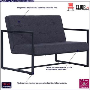 Elior Dwuosobowa grafitowa sofa - Mefir 2