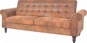 Elior Rozkładana pikowana brązowa sofa - Image 1