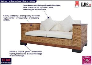 Elior Sofa Alani 2A dwuosobowa - rattan + brąz 1