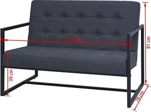 Elior Zgrabna 2-osobowa sofa Mefir - ciemnoszara 6