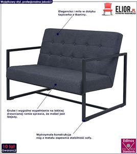 Elior Zgrabna 2-osobowa sofa Mefir - ciemnoszara 7