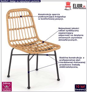 Elior Rattanowe krzesło ogrodowe Afrodyta - naturalne 2