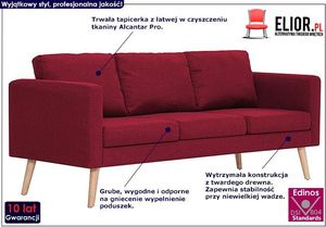 Elior Trzyosobowa kanapa w kolorze czerwonego wina - Lavinia 3X 3