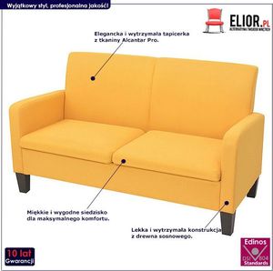 Elior Stylowa kanapa Triniti 2Q - żółta 5