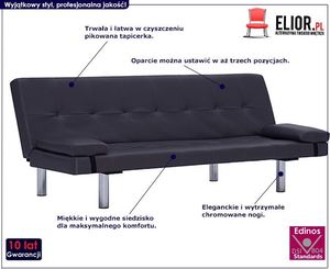 Elior Nowoczesna kanapa Simona z rozkładanym oparciem - brązowa 12