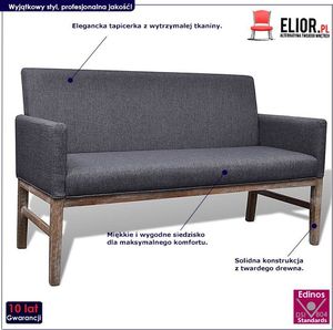 Elior Elegancka ławka tapicerowana Armis ciemnoszara 7