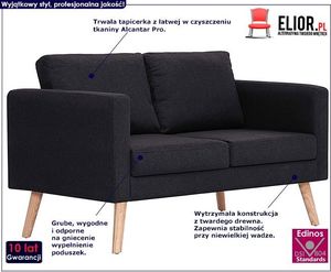 Elior Dwuosobowa czarna kanapa - Lavinia 2X 2