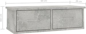 Elior Półka ścienna z szufladami Toss 2X - szarość betonu 8