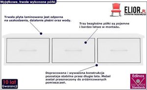 Elior Półka ścienna z szufladami Toss 3X - biała 2