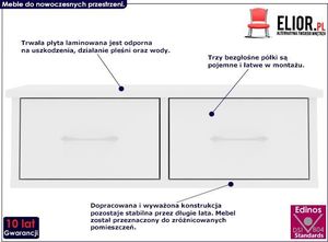 Elior Półka ścienna z szufladami Toss 2X - biała 2