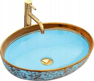 Umywalka Rea Umywalka Ceramiczna Nablatowa Złota Błękitna Margot (REA-U8709) 1