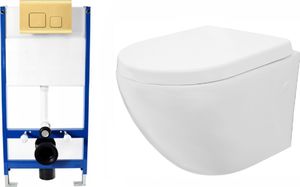 Zestaw podtynkowy Rea Zestaw misa WC Carlo Mini bezrantowa podwieszana deska Duroplast + stelaż podtynkowy 1