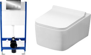 Zestaw podtynkowy Rea Zestaw misa WC Rico bezrantowa podwieszana deska Duroplast + Stelaż podtynkowy 1
