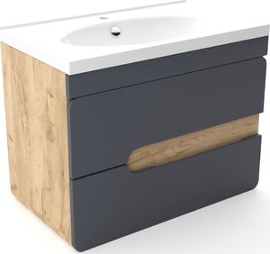 4Stol Szafka pod umywalkę Loft 80 grafit mat/dąb 1