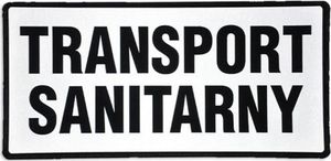 Polska Firma Emblemat TRANSPORT SANITARNY odblaskowy na rzepie 31 x 15 cm NOWY 1