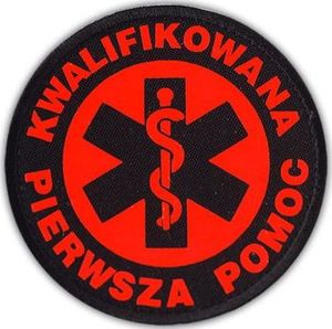 Polska Firma Emblemat FLUO KWALIFIKOWANA PIERWSZA POMOC na rzepie 8,5 cm 1