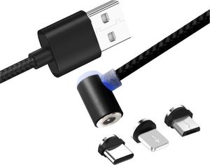 Kabel USB X-CABLE Magnetyczny kabel 3w1 kątowy Micro USB C do iPhone uniwersalny 1