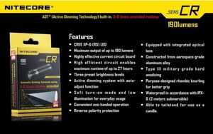 Latarka Nitecore Latarka Nitecore SENS CR 190 lumenów 16