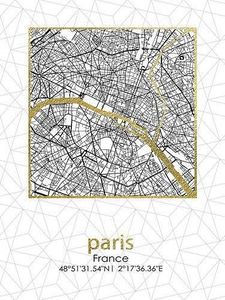 Affek Design Obraz Plan Miasta Paris 45x60x1,8 cm 1