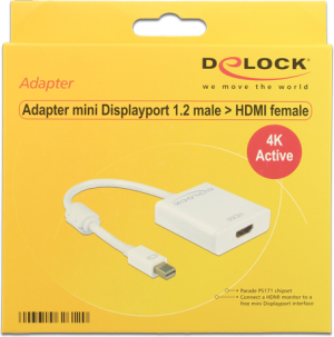Adapter AV Delock DisplayPort Mini - HDMI biały (62612) 2