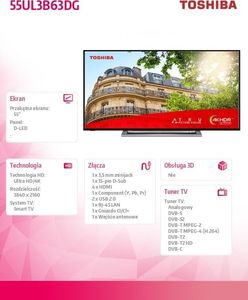 Telewizor Toshiba 55UL3B63DG LED 55'' 4K Ultra HD 4