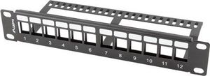 Lanberg Patch panel 1U 10" Pusty 12x slot keystone Czarny (PPKS-9112-B) 2