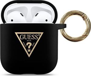 Guess Etui ochronne GUACA2LSTLBK Silicone Triangle Logo do AirPods 1/2 czarne 1