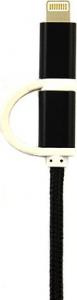 Kabel USB USB-A - microUSB + Lightning 1.5 m Czarny (17805) 2