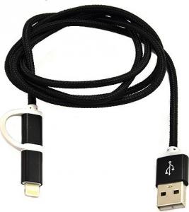 Kabel USB USB-A - microUSB + Lightning 1.5 m Czarny (17805) 3