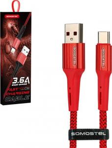 Kabel USB Somostel USB-A - USB-C 1 m Czerwony (25697) 2