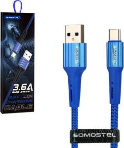 Kabel USB Somostel USB-A - USB-C 1 m Niebieski (25699) 2