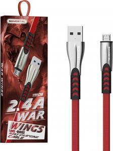 Kabel USB Somostel USB-A - microUSB 1 m Czerwony (25702) 2