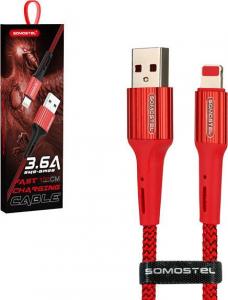 Kabel USB Somostel USB-A - Lightning 1 m Czerwony (25927) 2