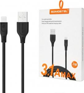 Kabel USB Somostel USB-A - Lightning 3 m Czarny (25930) 1
