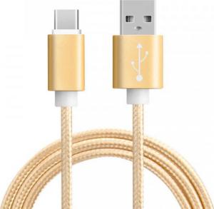 Kabel USB  Fast Charging Quick Charge USB-C Nylon Złoty 1