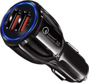 Ładowarka ŁADOWARKA SAMOCHODOWA 3A+2A CZARNA + KABEL TYP-C SOMOSTEL 3100mAh + 2100mAh 2XUSB DUAL SA45B QUICK CHARGE QC 3.0 2