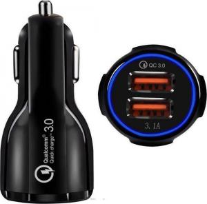 Ładowarka ŁADOWARKA SAMOCHODOWA 3A+2A CZARNA + KABEL TYP-C SOMOSTEL 3100mAh + 2100mAh 2XUSB DUAL SA45B QUICK CHARGE QC 3.0 4