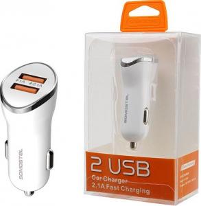 Ładowarka ŁADOWARKA SAMOCHODOWA 2A BIAŁA SOMOSTEL 2100mAh 2XUSB DUAL FAST CHARGING SMS-A44 2
