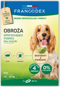 Francodex FRANCODEX Obroża dla średnich psów od 10 kg do 20 kg odstraszająca insekty - 4 miesiące ochrony, 60 cm 1