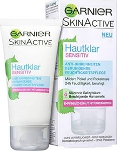 Garnier Skin-clear Sensitive, Przeciw zanieczyszczający łagodzący krem ​​nawilżający, przeciw zanieczyszczeniom z kwasem salicylowym, 50ml (PRODUKT Z NIEMIEC) 1