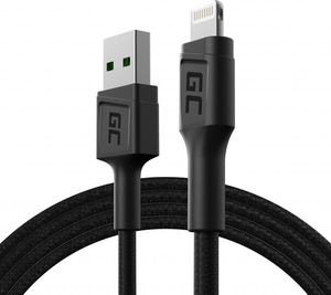 Kabel USB Green Cell USB-A - Lightning 1.2 m Czarny (KABGC21) 1