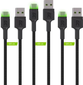 Kabel USB Green Cell USB-A - USB-C 1.2 m Czarny (KABGCSET02) 1